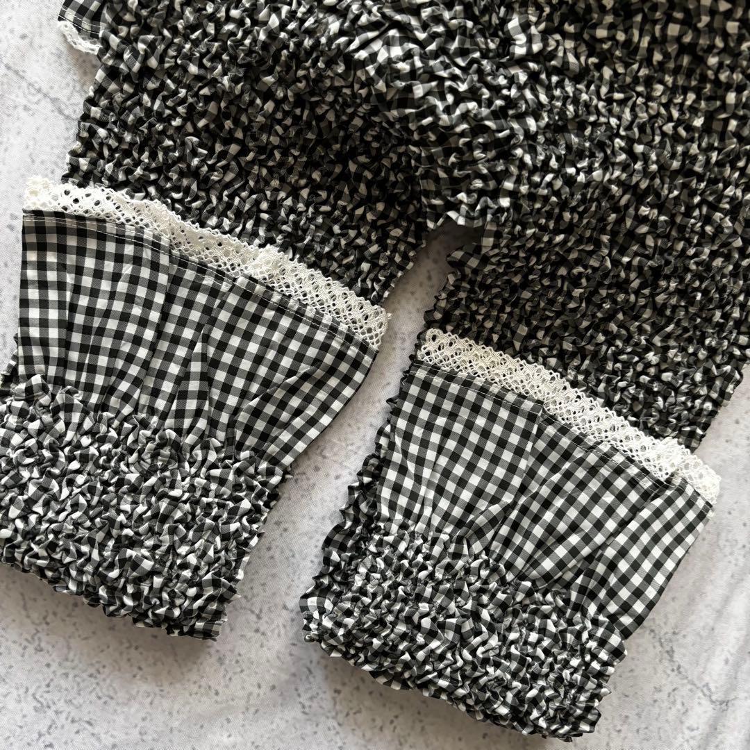 美品　ユキトリイ　プリーツ ブラウス　刺繍　羽織り　ギンガムチェック