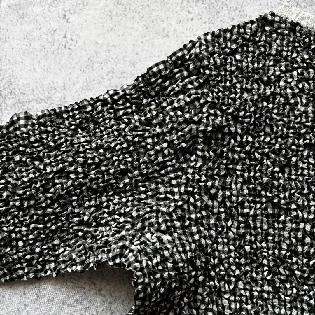 美品　ユキトリイ　プリーツ ブラウス　刺繍　羽織り　ギンガムチェック