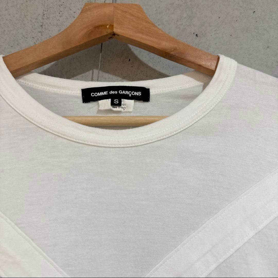 【COMME des GARCONS】 白 クロステープメッセージTシャツ S