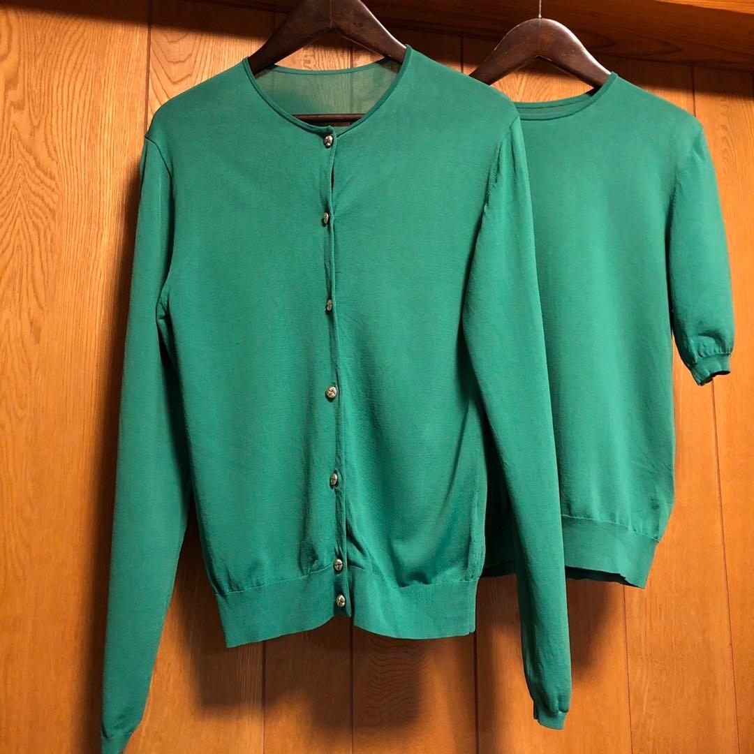 JENNEベーシックゴールドボタンカーディガン クルーネックニットセット　完売