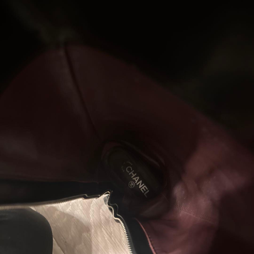CHANELブラックレザーロングブーツ