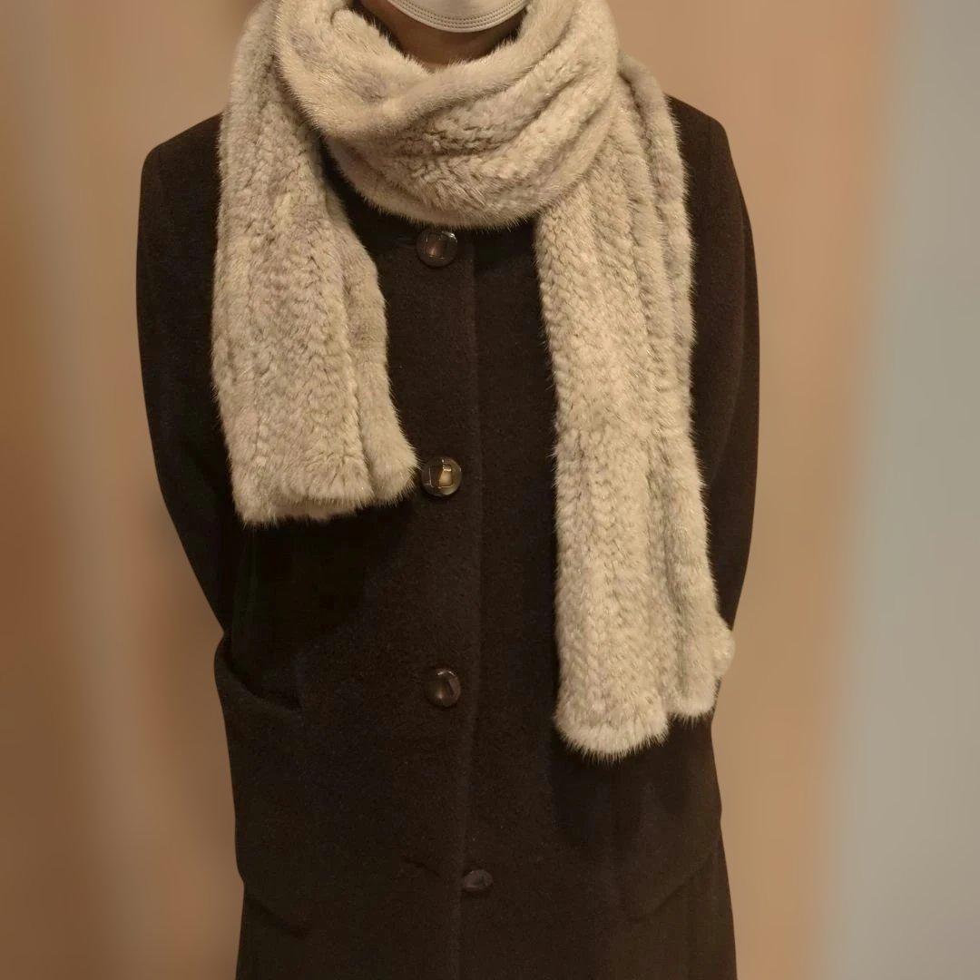 ミンク編み込みストール長さ約172cm