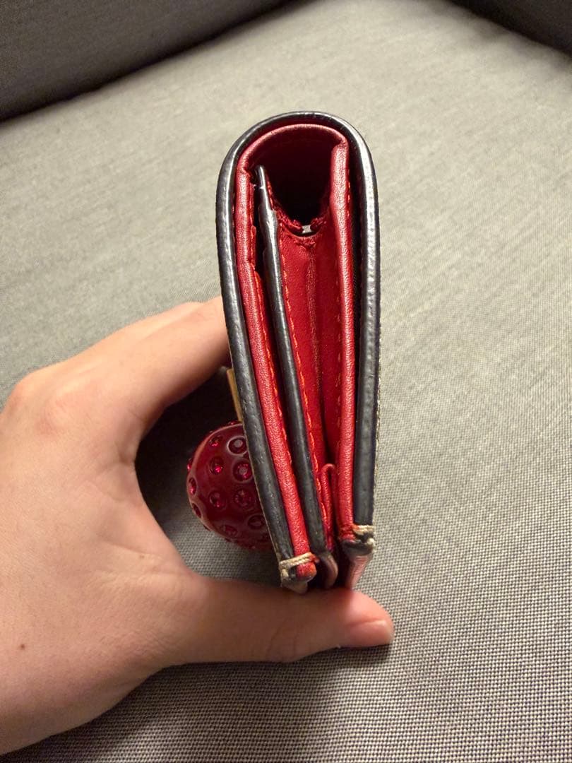 GUCCI キャンバス　チェリー装飾 二つ折り財布　レディース　さくらんぼ