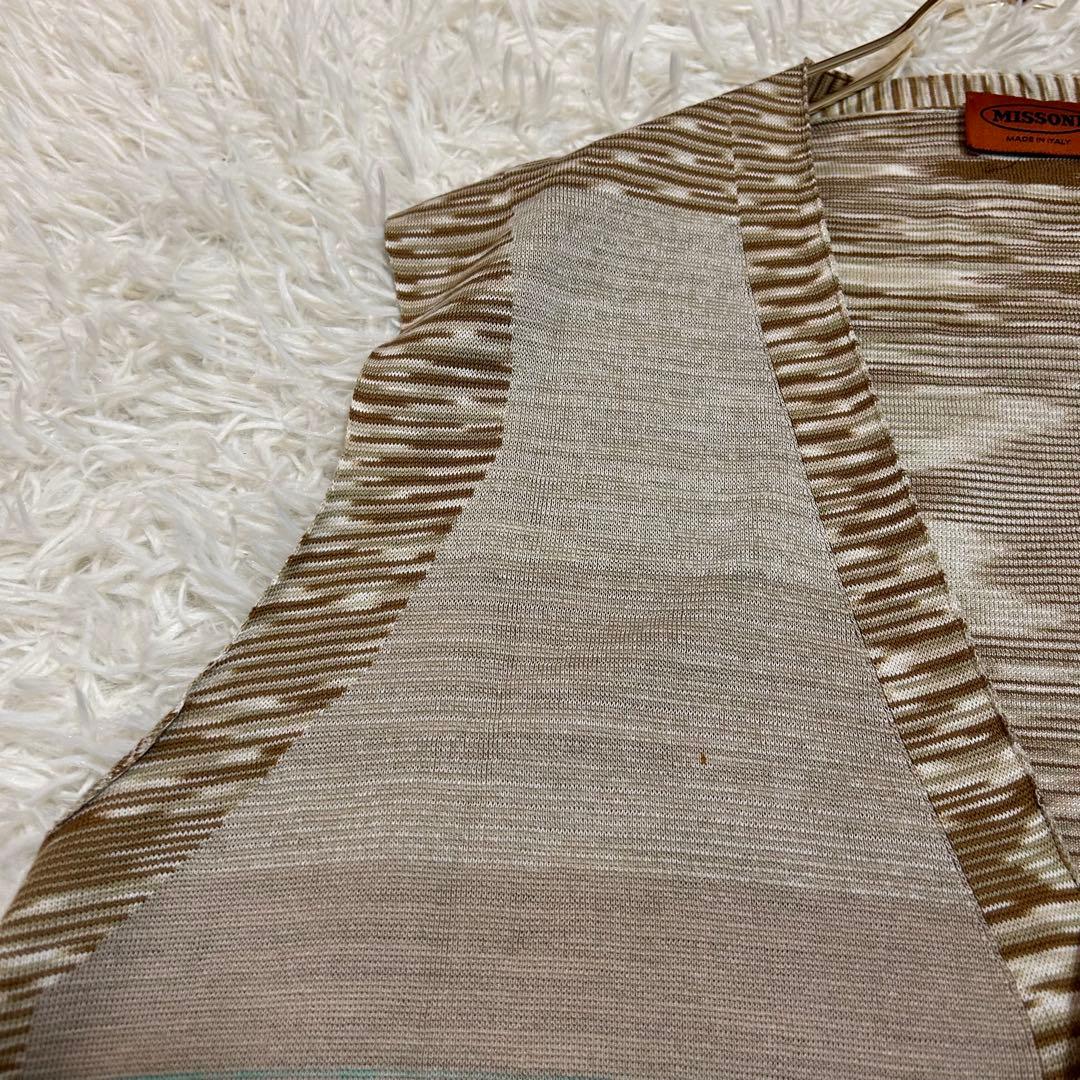 MISSONI ベスト ベージュ エメラルドグリーン