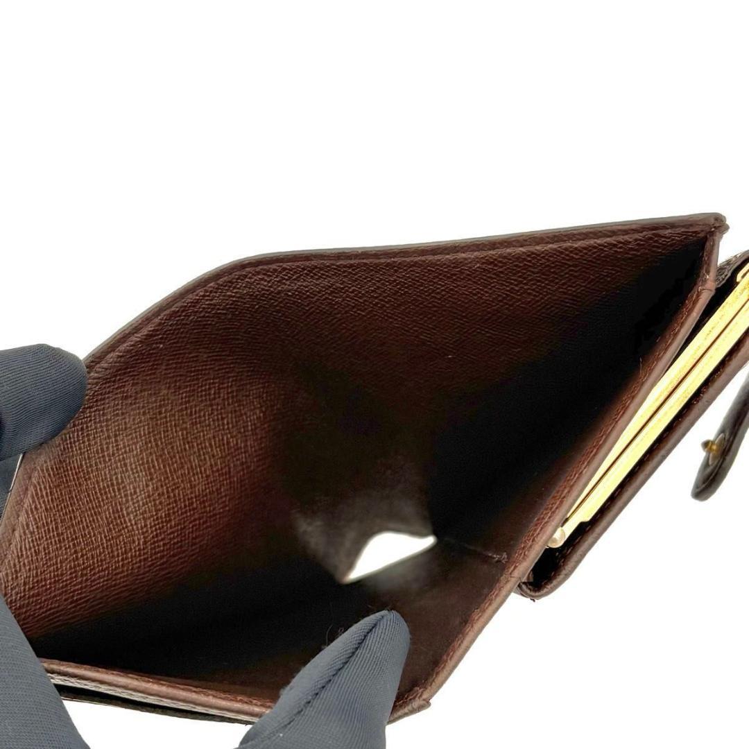 ぎ*ん様 ルイヴィトン 折財布 がま口財布 ダミエ エベヌ ヴィエノワ ブラウン