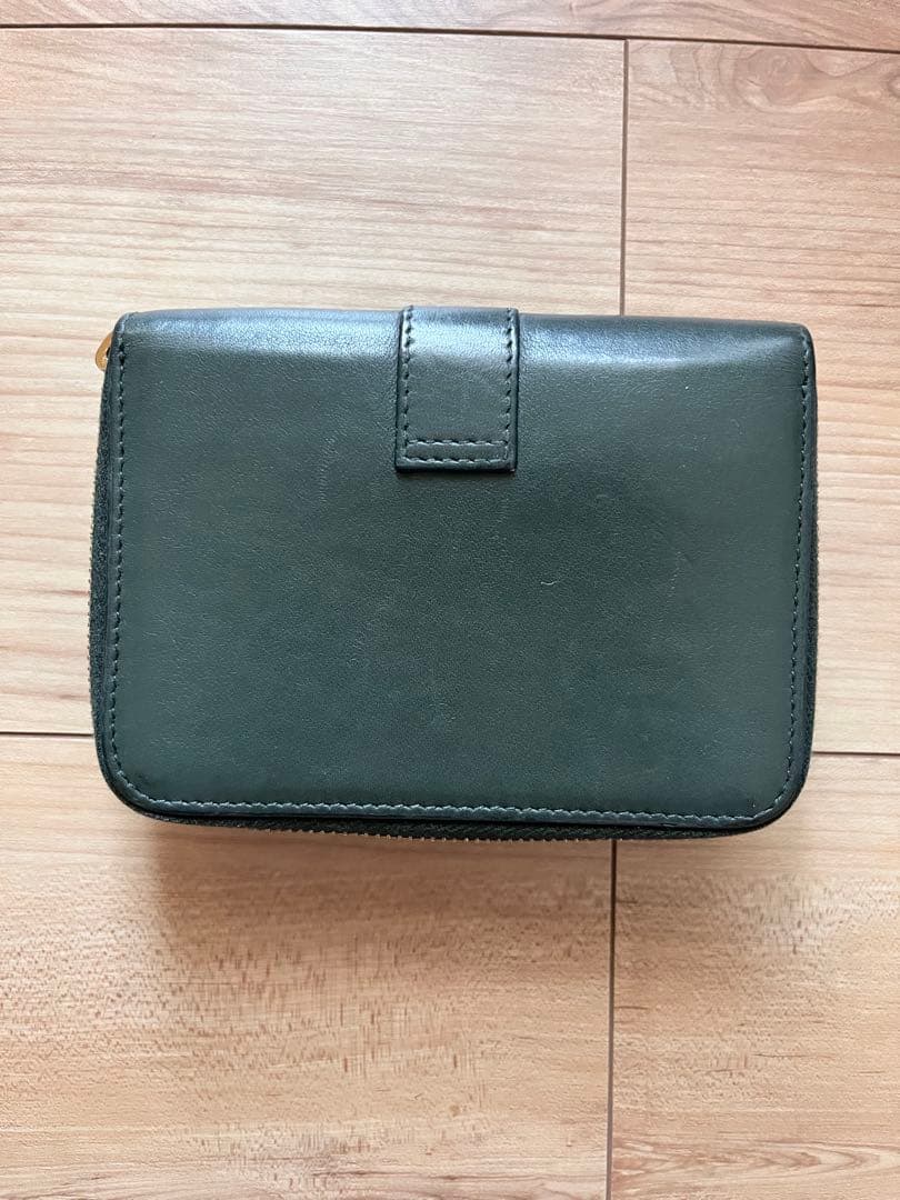 YSL サンローラン　グリーンレザー 二つ折り財布