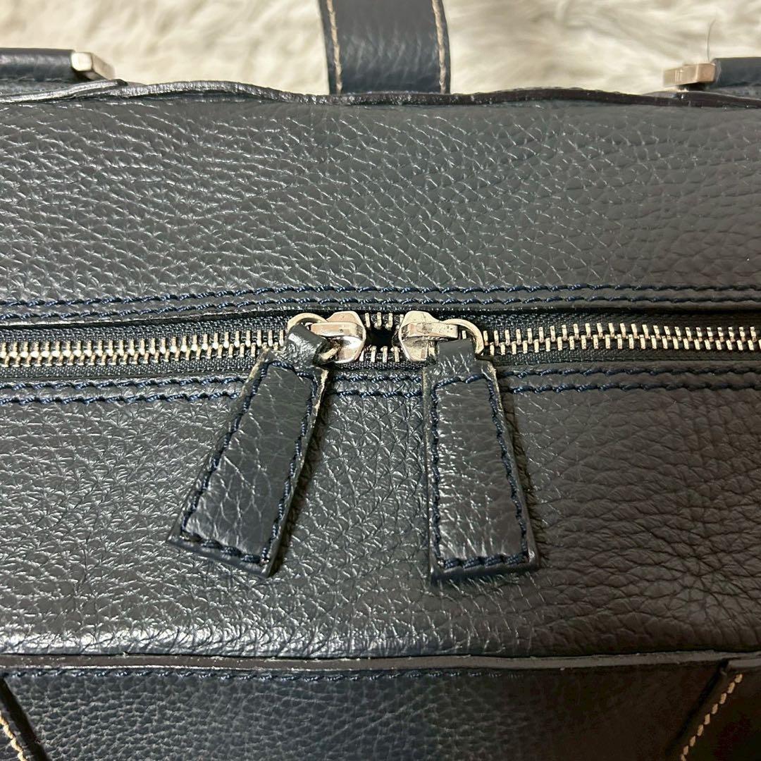 極美品✨dunhill ダンヒル ボストンバッグ トート シボ革 ネイビー