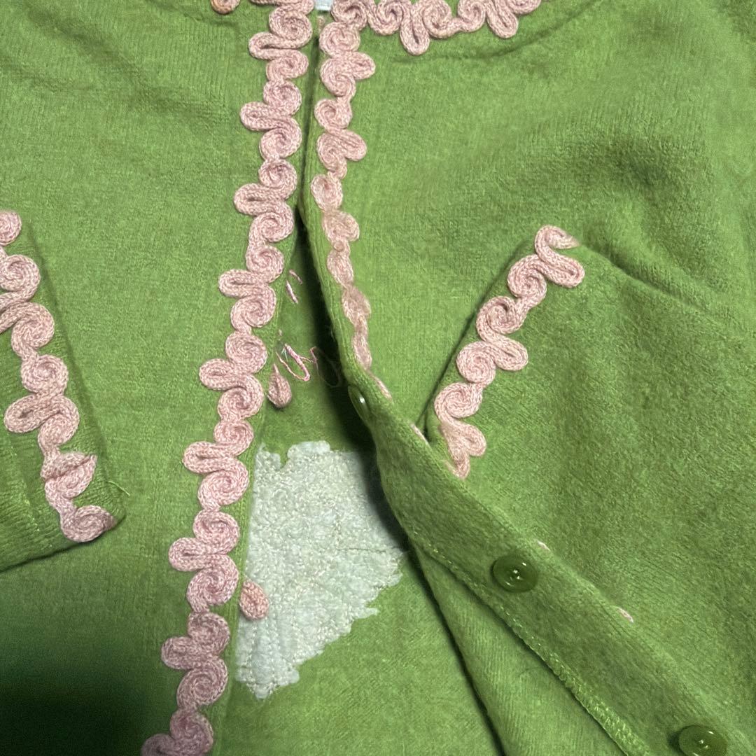 Moschino モスキーノ カーディガン 刺繍 ハート クロップド　刺繍　緑