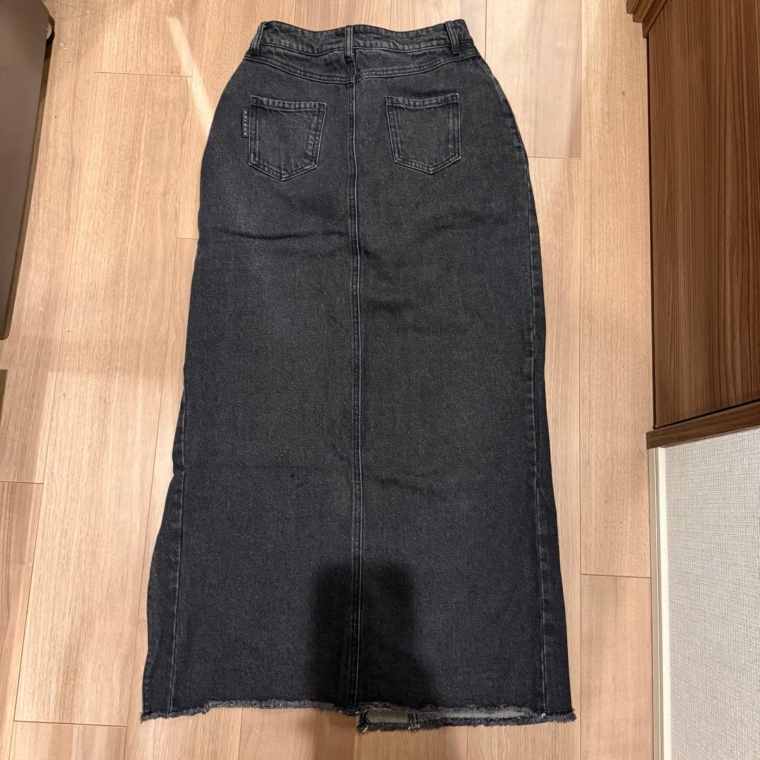 Darich フロントオープンデニムロングスカート BLK M