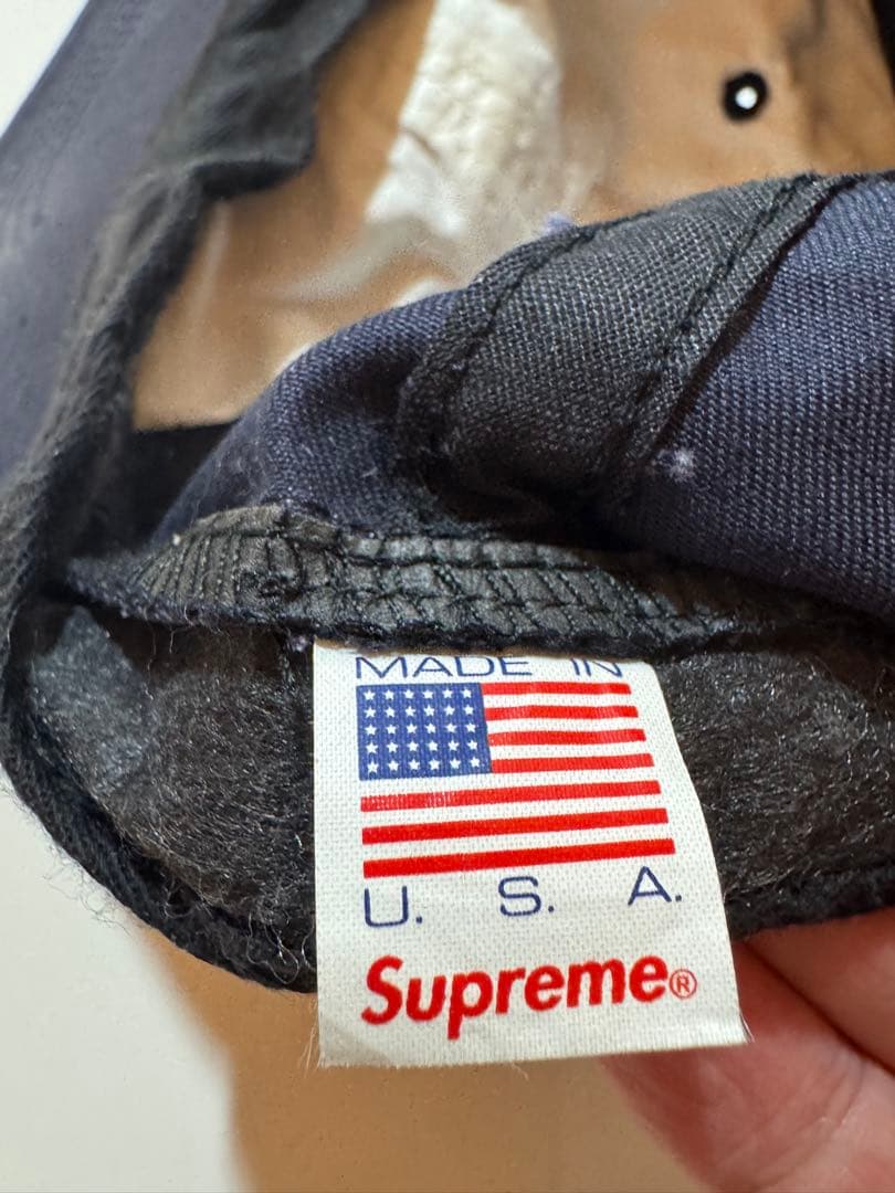 【美品】Supreme Sロゴ 6パネル ベースボールキャップ ネイビー 紺