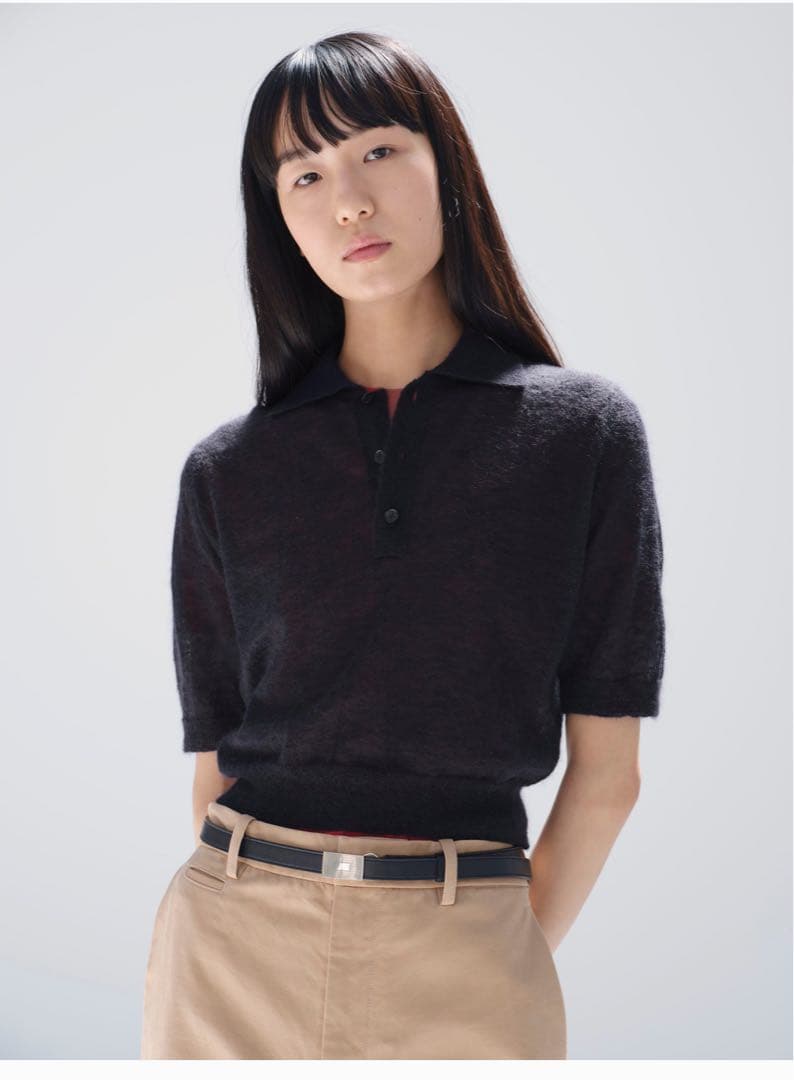 Auralee ネイビー 半袖ポロシャツ 新品タグ付き