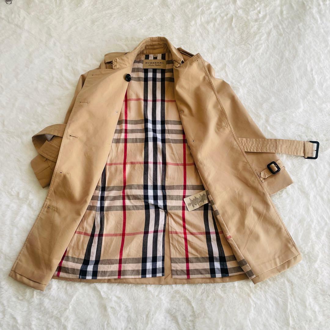 バーバリーBURBERRY ベージュ 裏ノバチェックトレンチコート UK 4