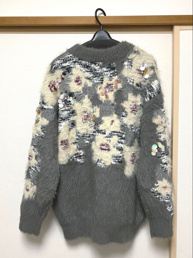 コエル 花柄ビジューシャギーカーディガン