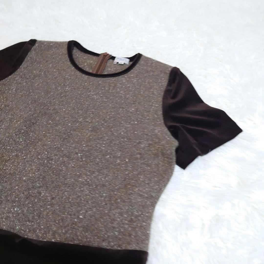 ★FOXEY BOUTIQUE★ カシミヤシルク切替ワンピース ブラウン 大きめ