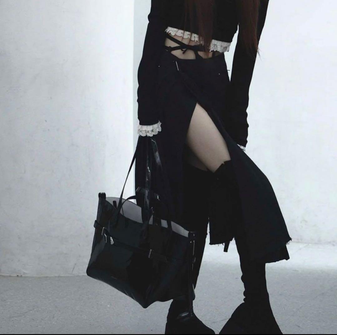 スカート theredthread S double knee fray skirt