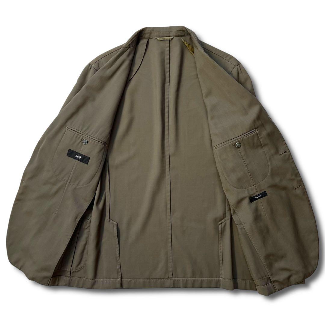 極美品 HUGO BOSS スーパー 110s ウール ブレザー 54 オリーブ