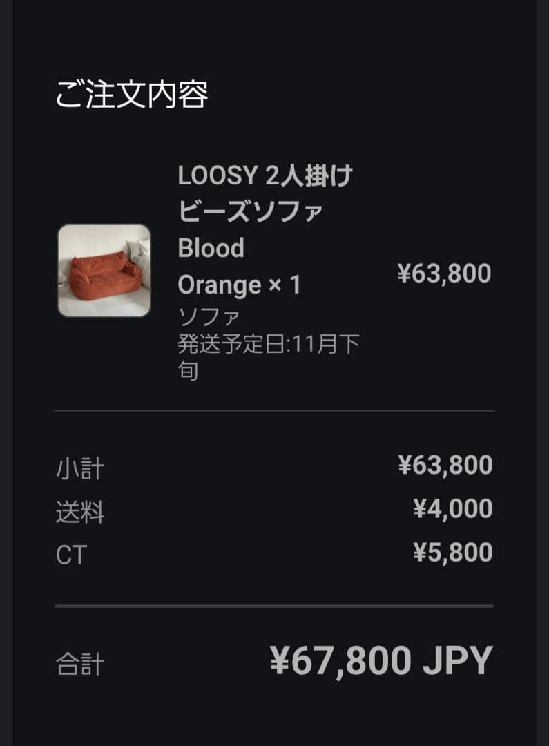 LOOSY ルージー 2人掛けソファ オレンジ 韓国インテリア
