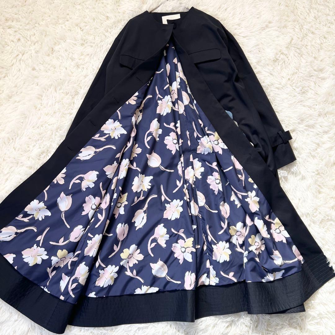 美品　Chesty チェスティ　スプリングコート　花柄　フラワーモチーフ　紺