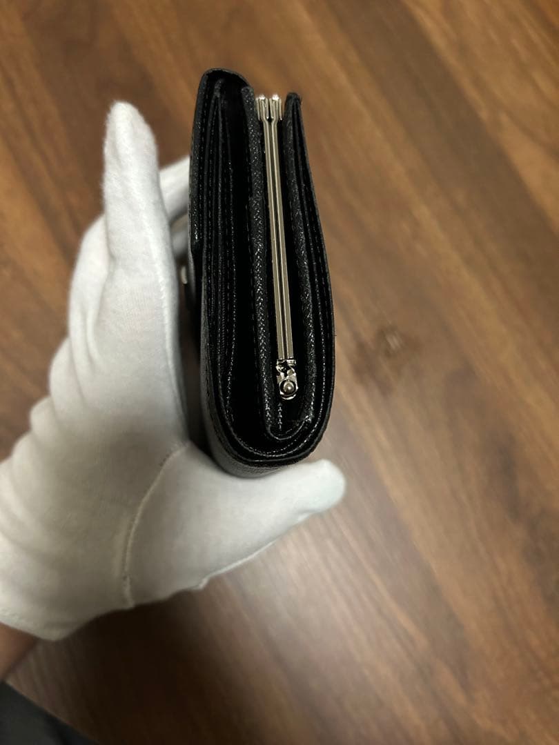 BURBERRY がま口 2つ折り財布 ノバチェック レザー ブラック