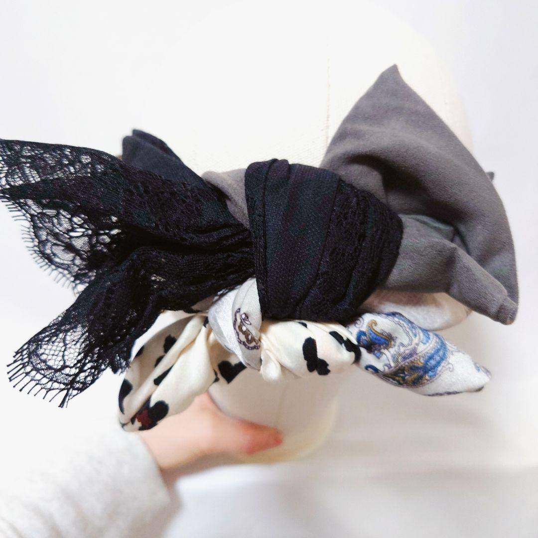 美品✨️　CA4LA　カシラ　 ヘアバンド 黒 グレー 白　レース　ヒョウ柄