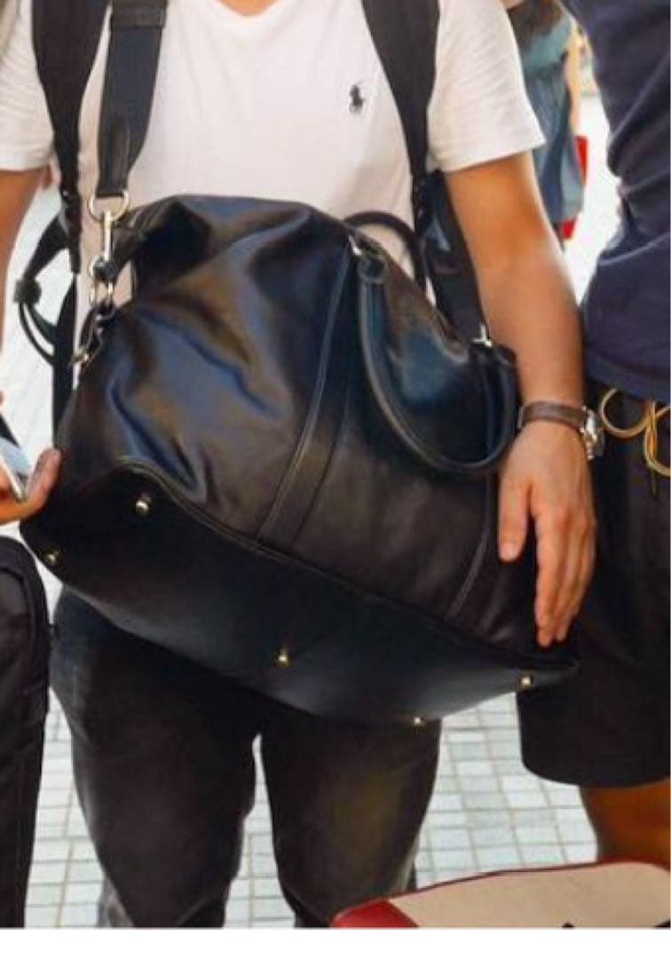 coach ブラックレザーボストンバッグ