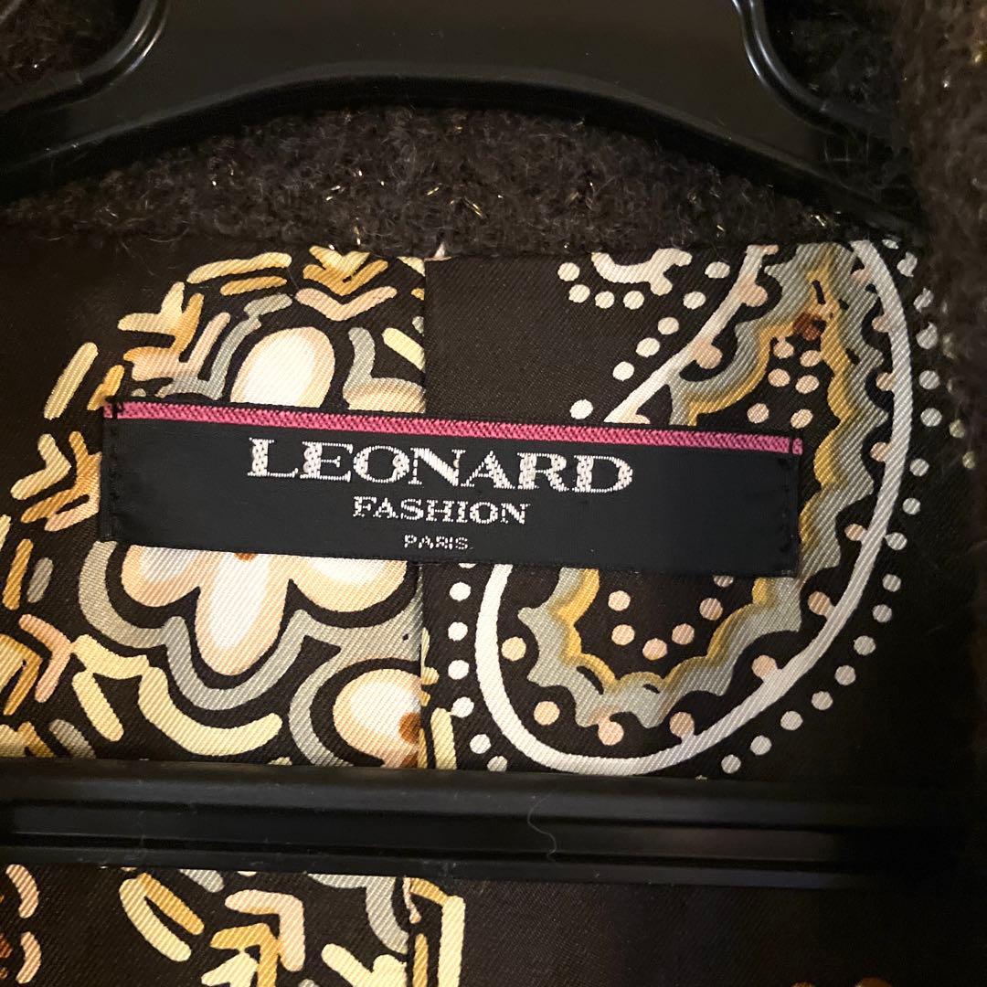 レオナール　裏地ペイズリープリント　テーラードジャケット　L　ブラウン