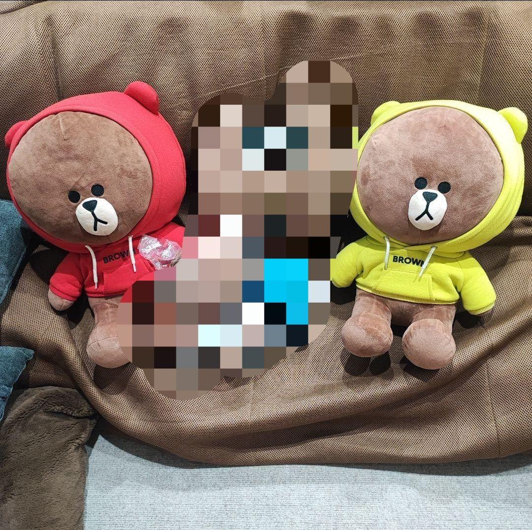 【ブラウン】ブラウン パーカー ぬいぐるみ 赤 黄色 レッド イエロー
