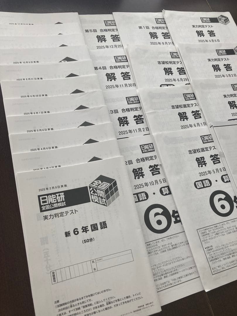 日能研　全国公開模試　6年　2025年　全11回　セット　実力判定テスト