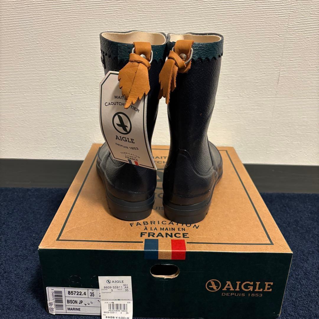 ✨AIGLE エーグルBISON JP レインブーツマリン35箱付きフランス製