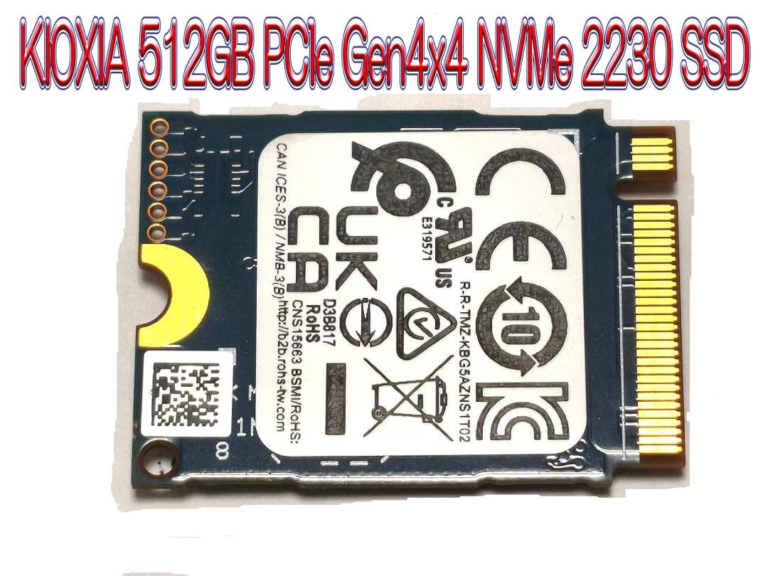 内蔵型SSD KIOXIA 512GB PCIe Gen4x4 NVMe 2230 SSD
