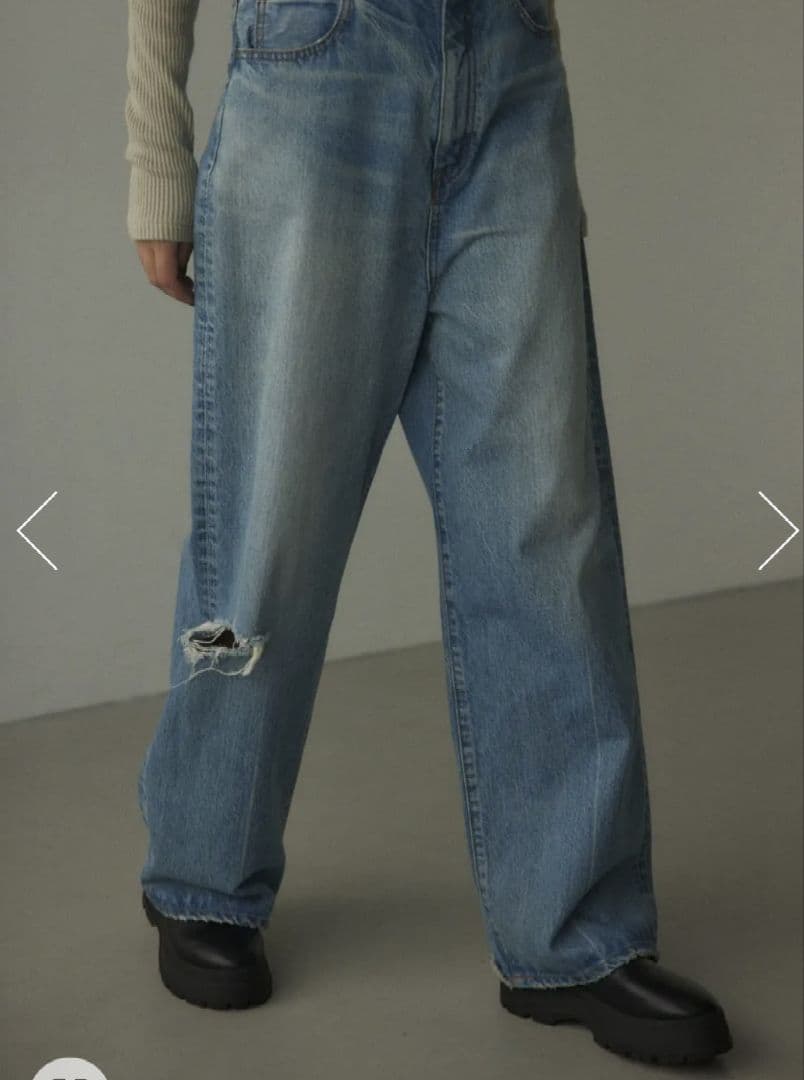 パンツ loose straight crash denim