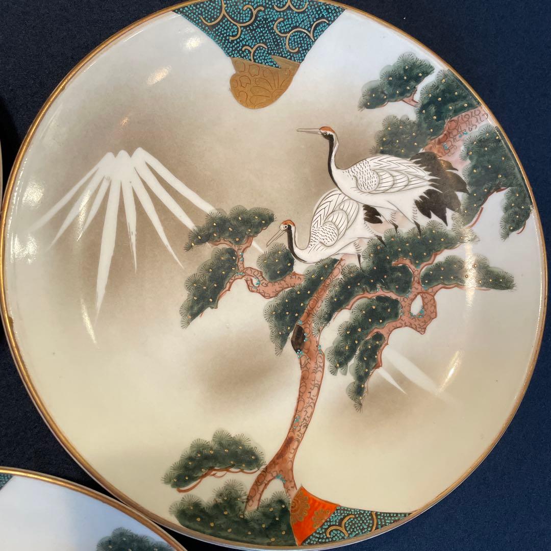 時代物『九谷焼』「八寸皿」五枚セット