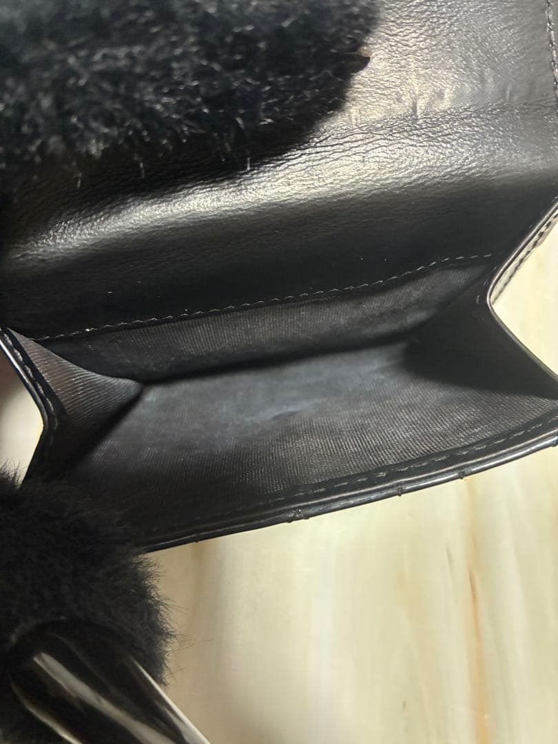 Dior ロータスウォレット パテントカーフスキン￼ 三つ折り財布 ブラック