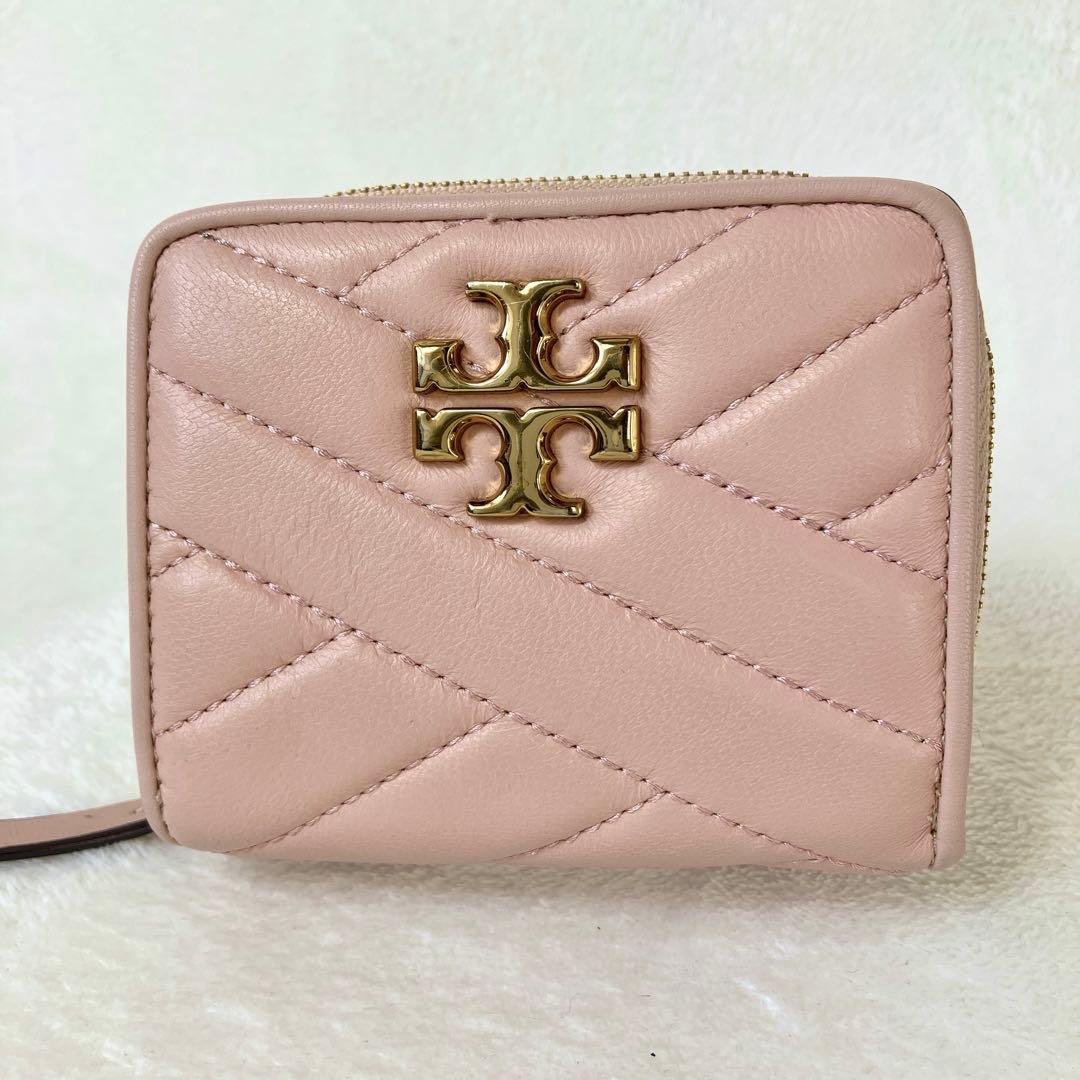 【美品】 TORY BURCH 2つ折り財布 レザー キルティング ピンク