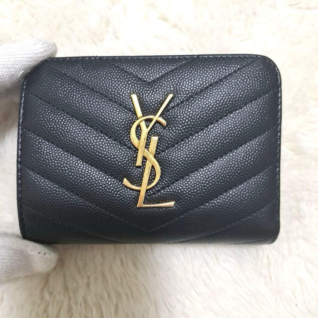 ✨極美品✨サンローラン　二つ折り　カサンドラ　キャビアスキン　レザー　YSL