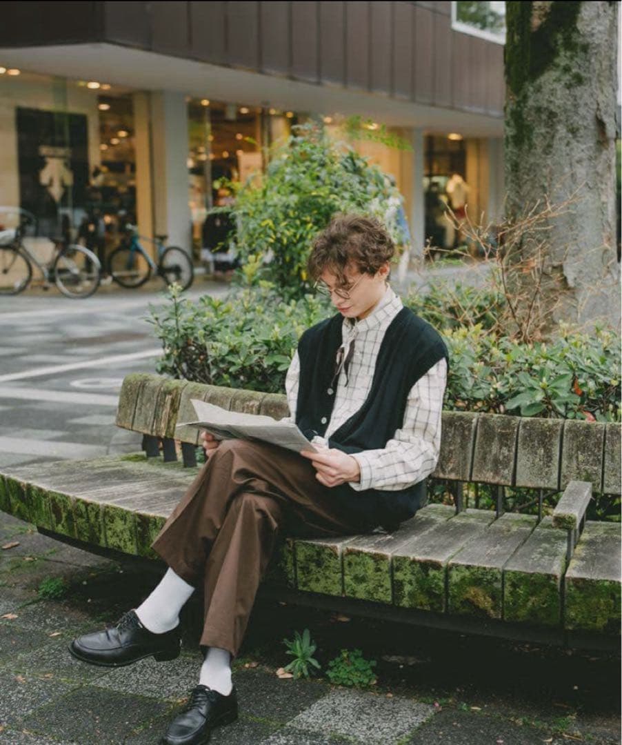 トップス UNFOLK Giza cotton vneck knit vest