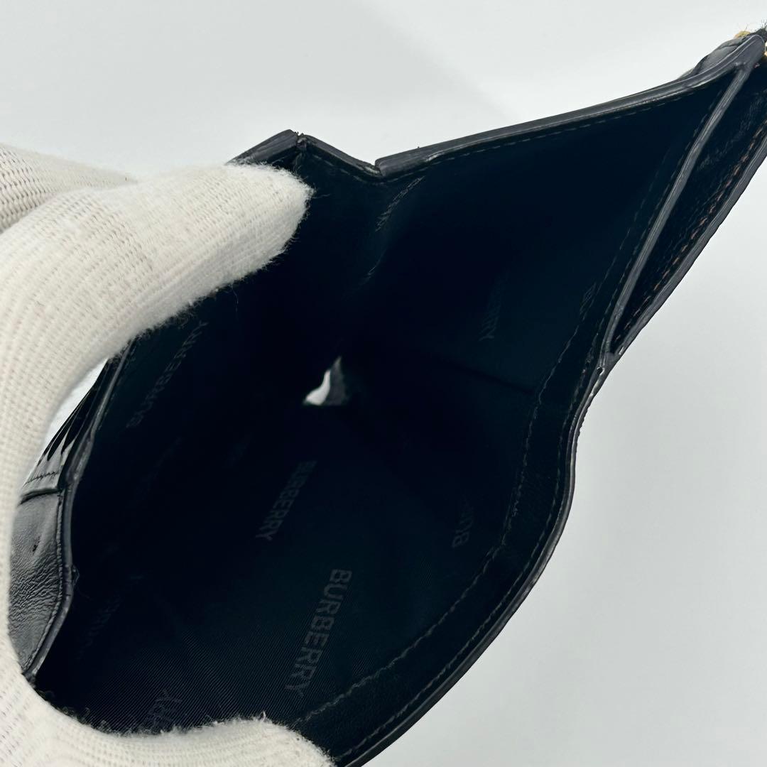 美品✨バーバリー 折り財布 TB レザー ブラック