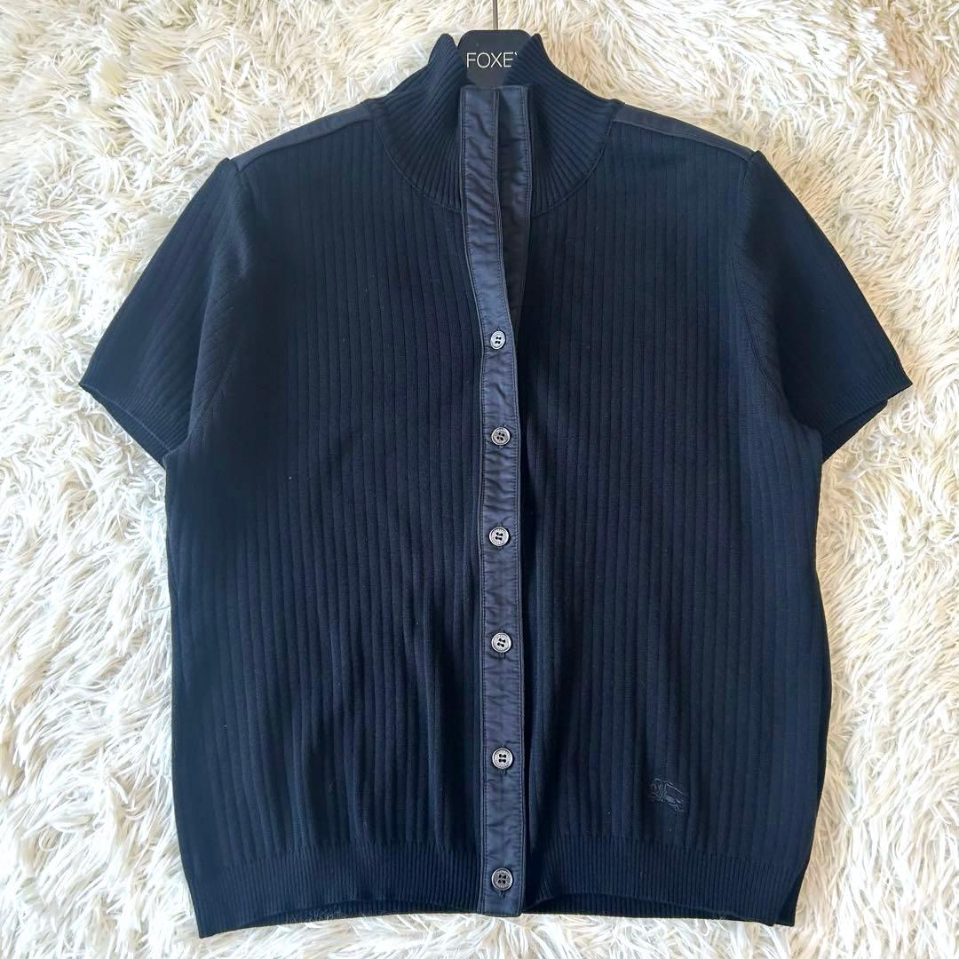 美品　バーバリーロンドン　ノバチェック　リブニット切り替えカットソー　ロゴ刺繍