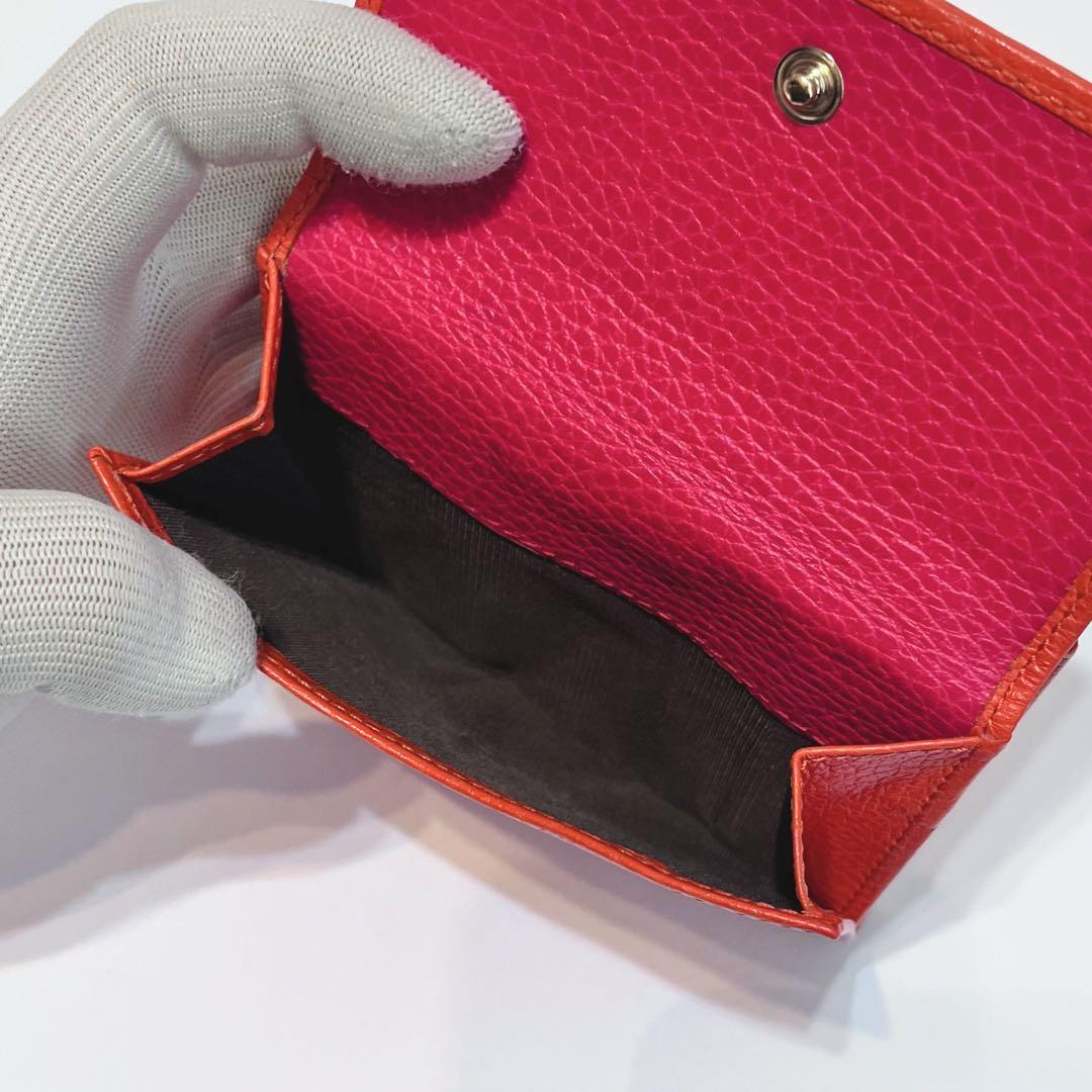 【美品】GUCCI グッチ スウィング ロゴ刻印 レザー 二つ折り財布
