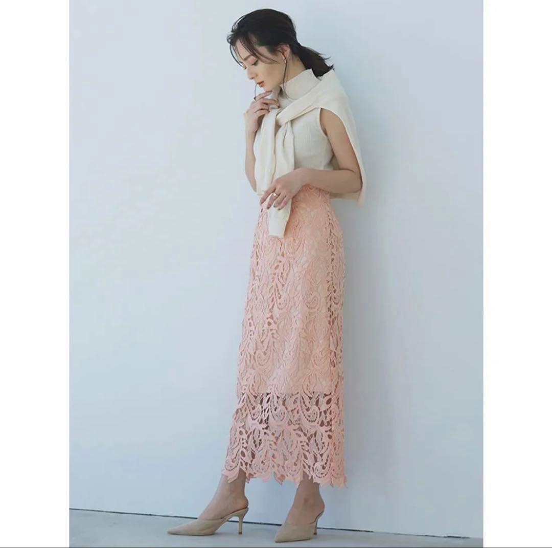 【最終価格】anuans スカラレースストレートスカート(コーラル)