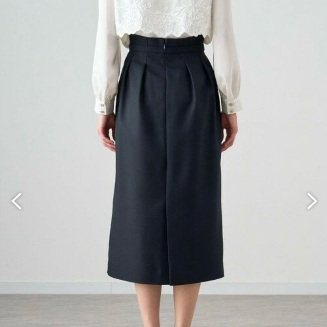 【極美品】ANAYI 24SS ブライトツイルタックタイトスカート　ネイビー