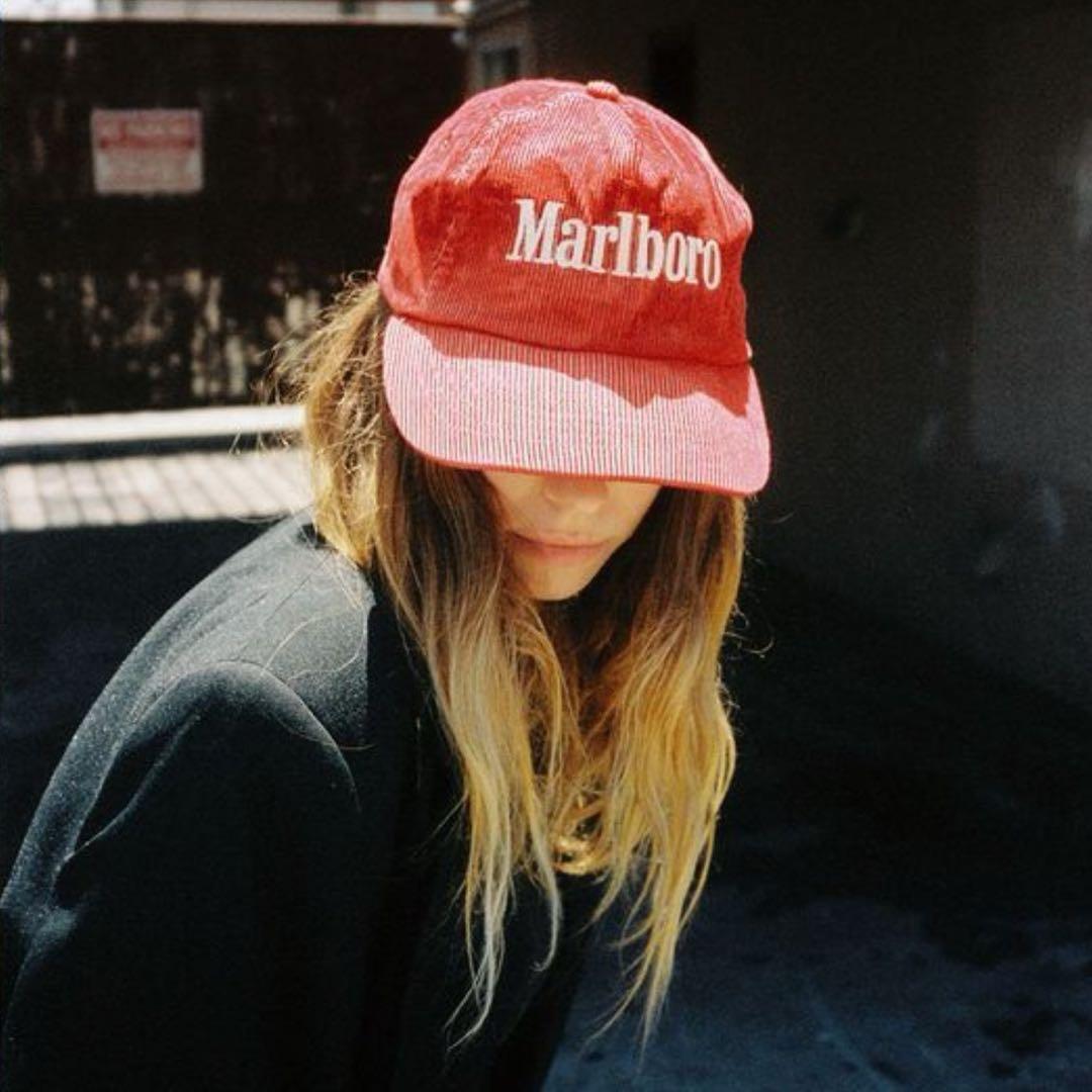 マルボロ コーデュロイキャップ Marlboro CAP 刺繍ロゴ アイレット