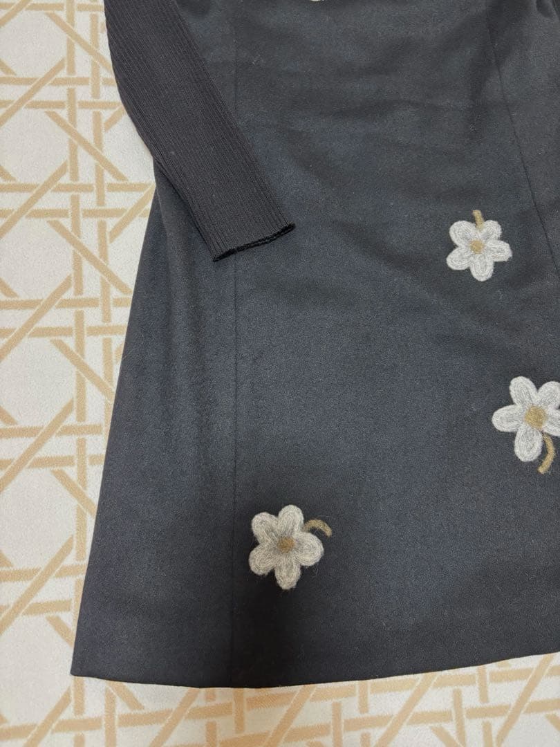 極美品M’S GRACY エムズグレイシー　ドッキングワンピース　黒　刺繍　38