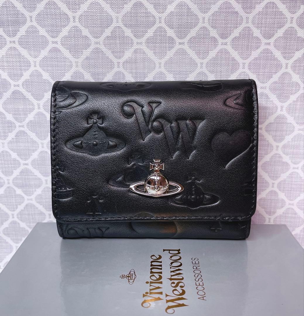 【☆内柄も素敵☆】Vivienne Westwood 三折財布 マット ブラック