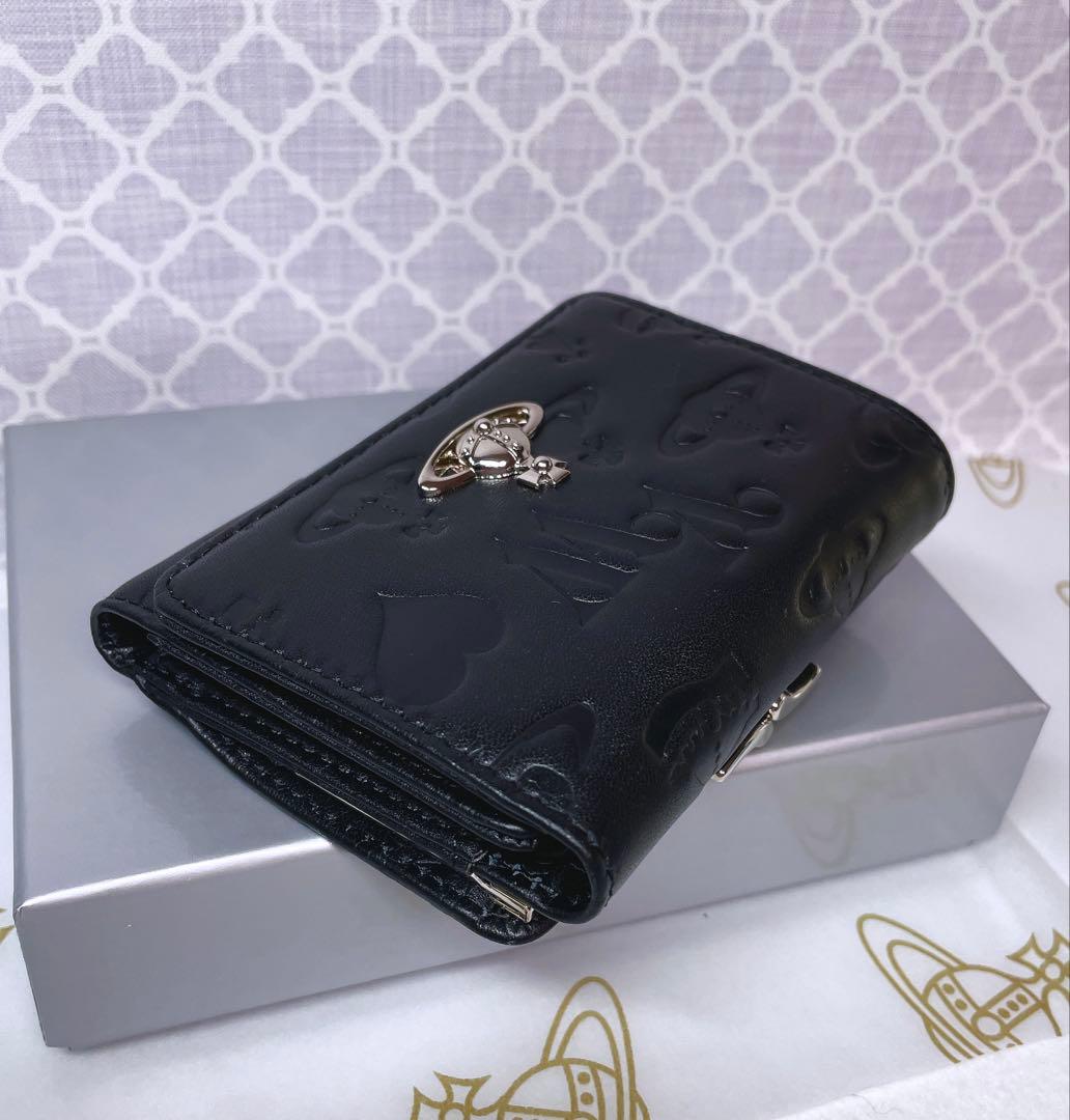 【☆内柄も素敵☆】Vivienne Westwood 三折財布 マット ブラック