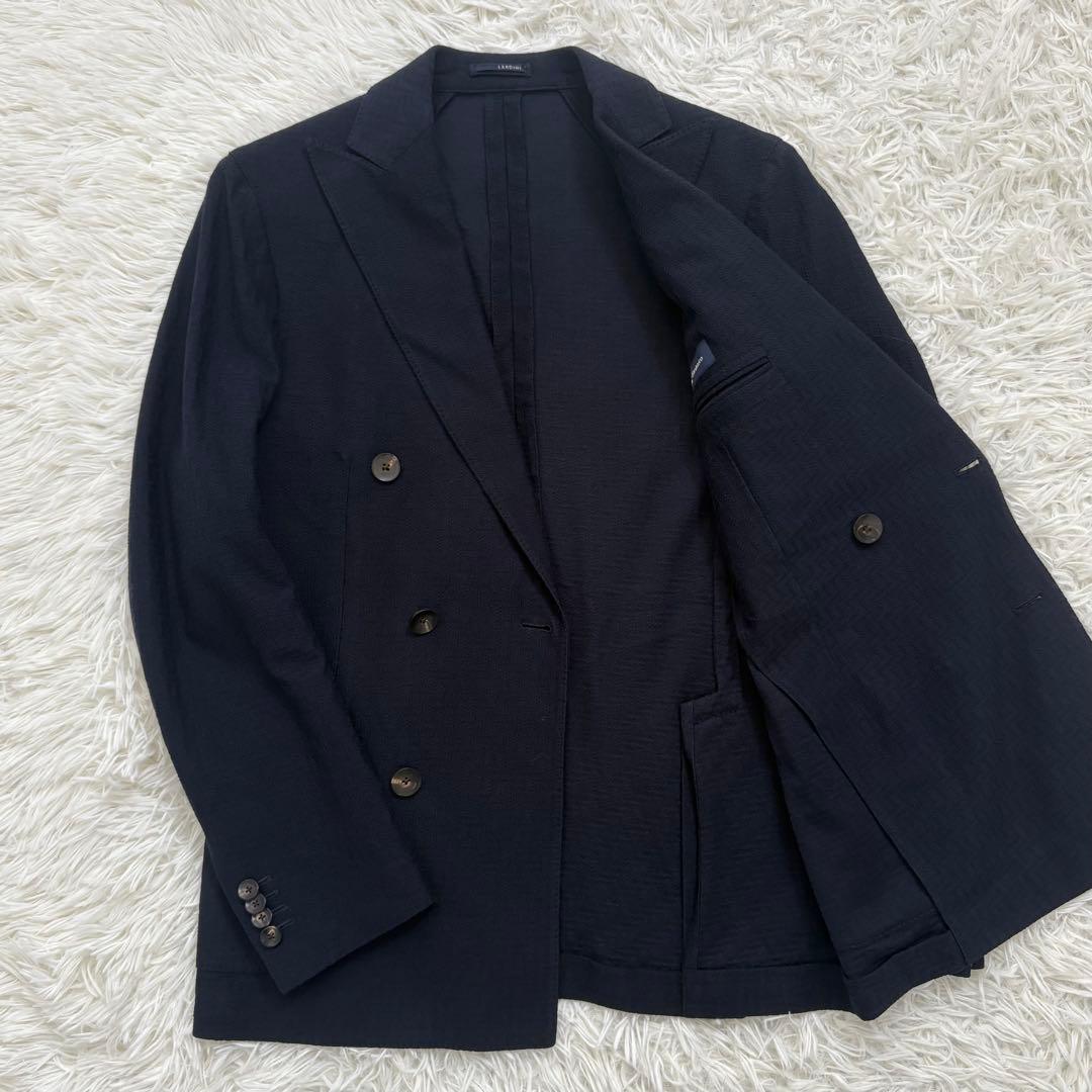 LARDINI ラルディーニ ダブルジャケット44 ネイビー ブートニエール付き
