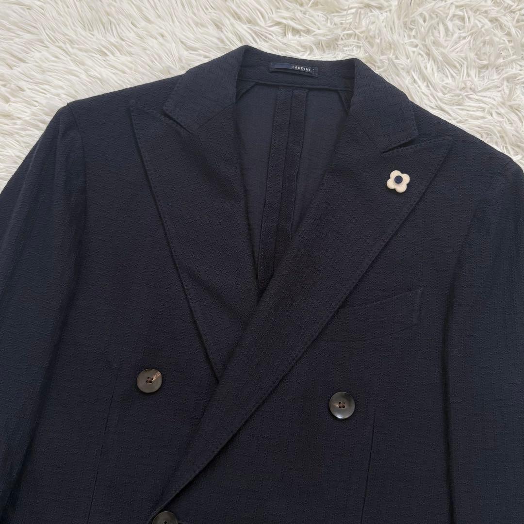 LARDINI ラルディーニ ダブルジャケット44 ネイビー ブートニエール付き