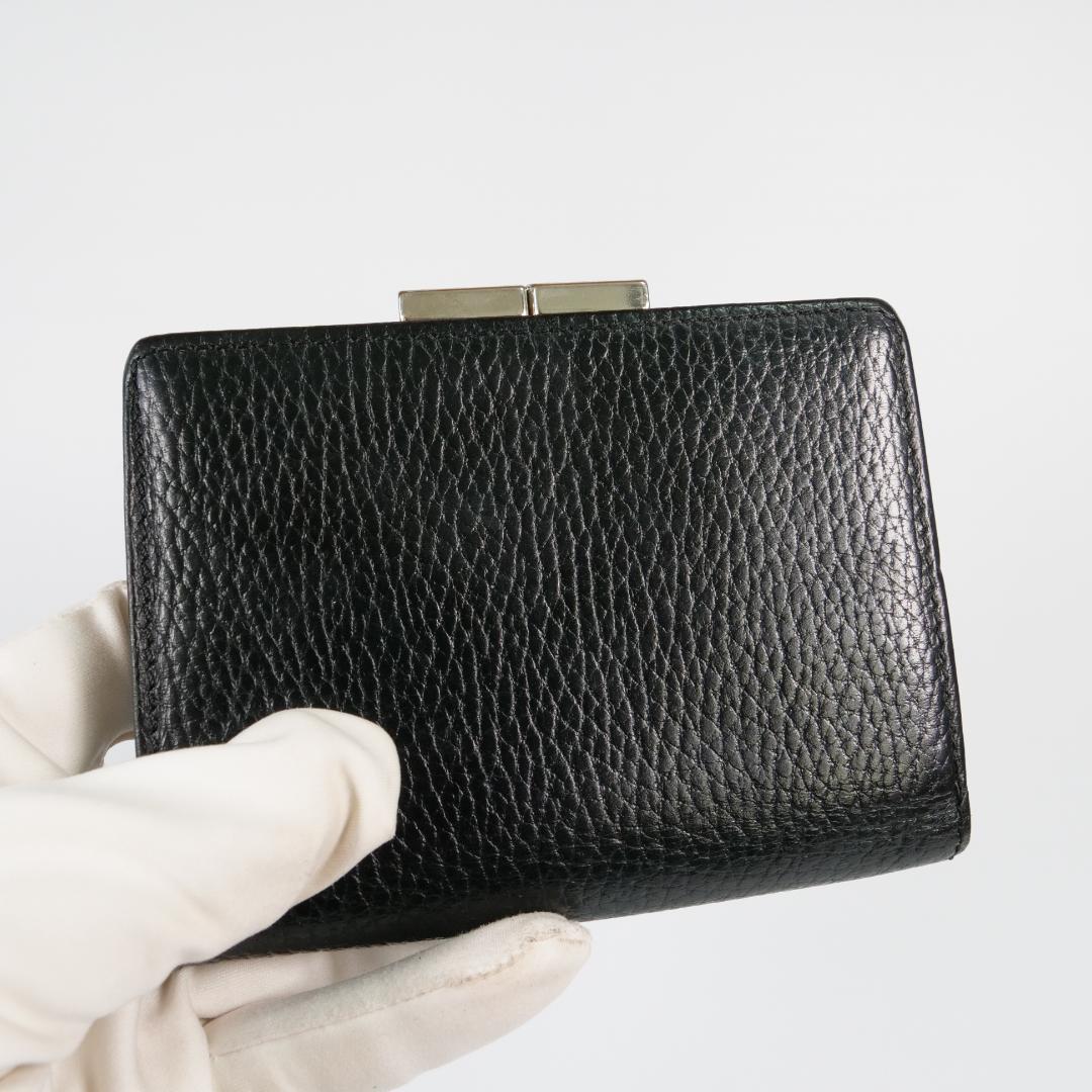 美品✨ バーバリー 二つ折り財布 がま口 レザー ノバチェック ブラック