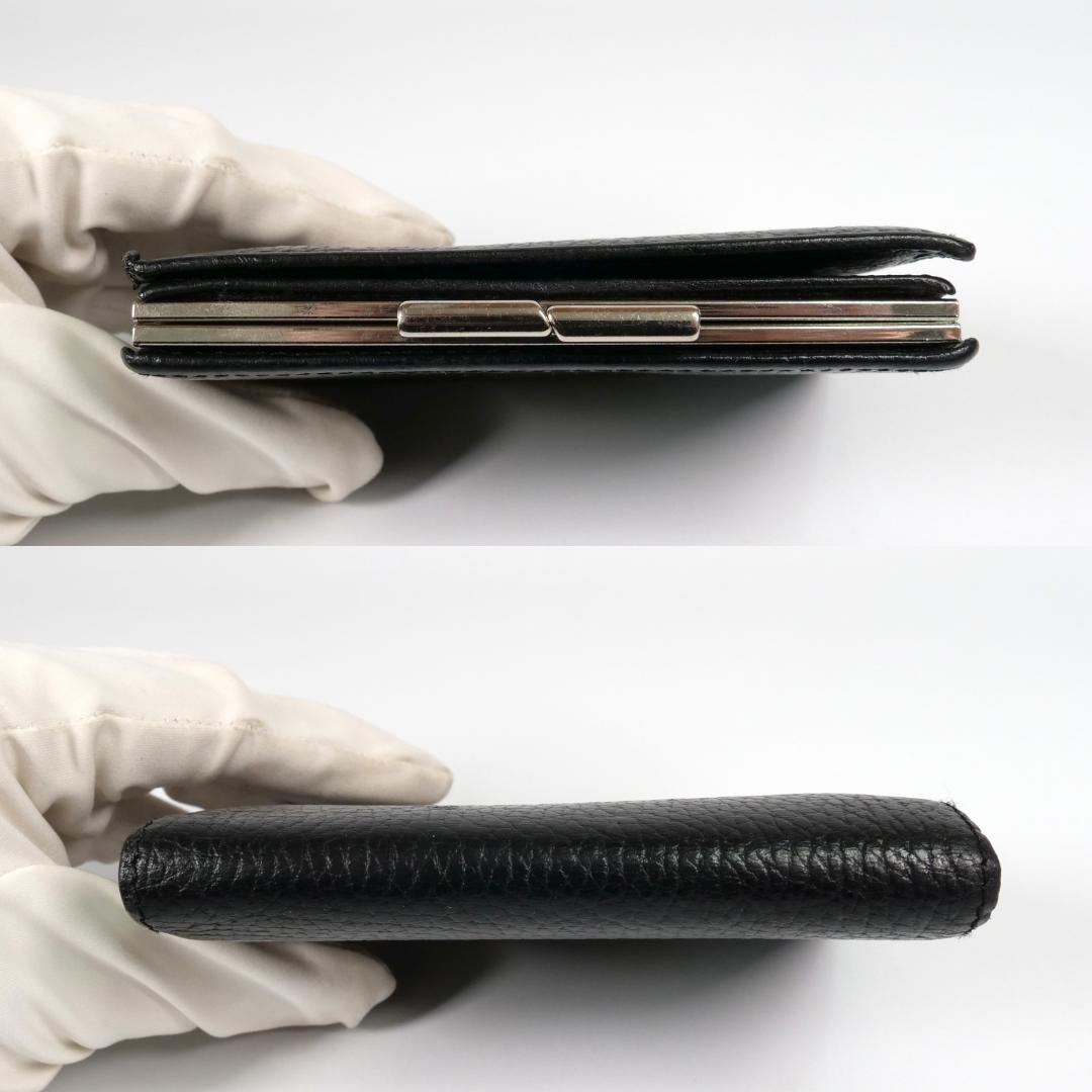 美品✨ バーバリー 二つ折り財布 がま口 レザー ノバチェック ブラック
