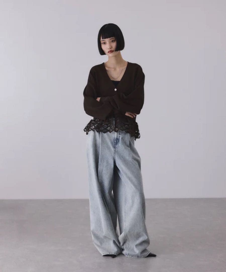 ADAME ET ROPE FEMME / バテンレースコンビニットカーディガン